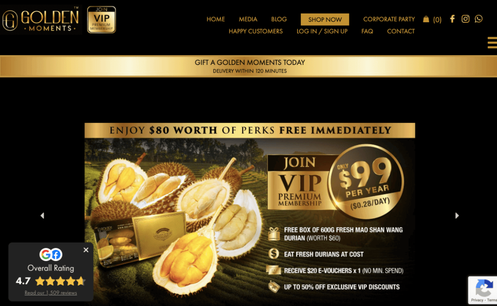 Golden Moments Durian Mooncake Singapore
