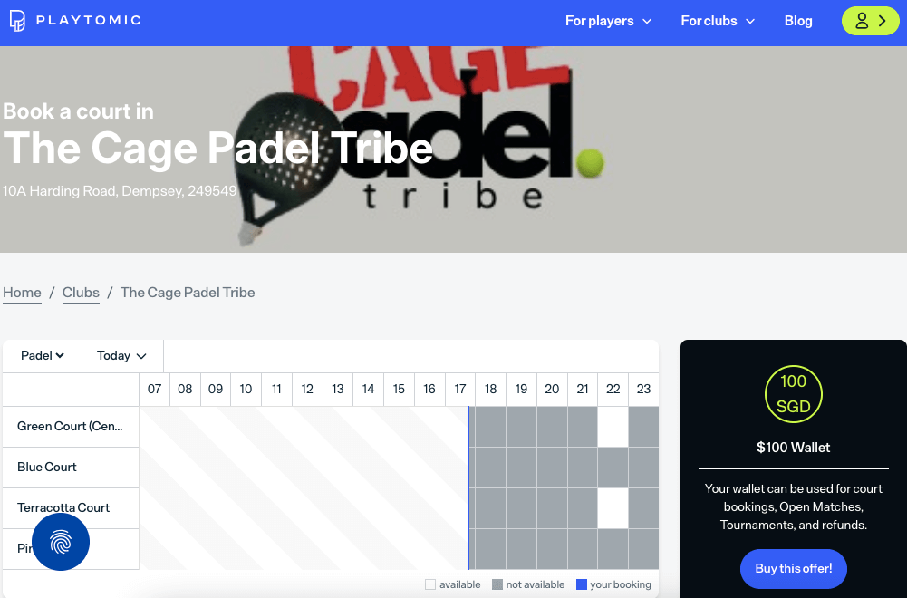 The Cage Padel Tribe Court Singapore