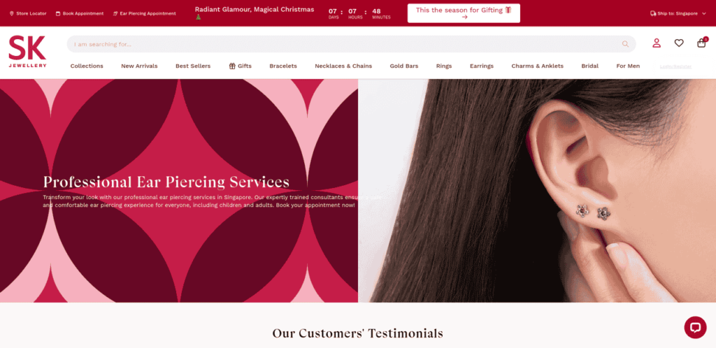 SK Jewellery Ear Piercing Shop Singapore