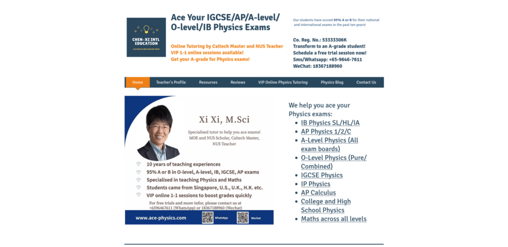 Ace Physics Tutoring Service Singapore