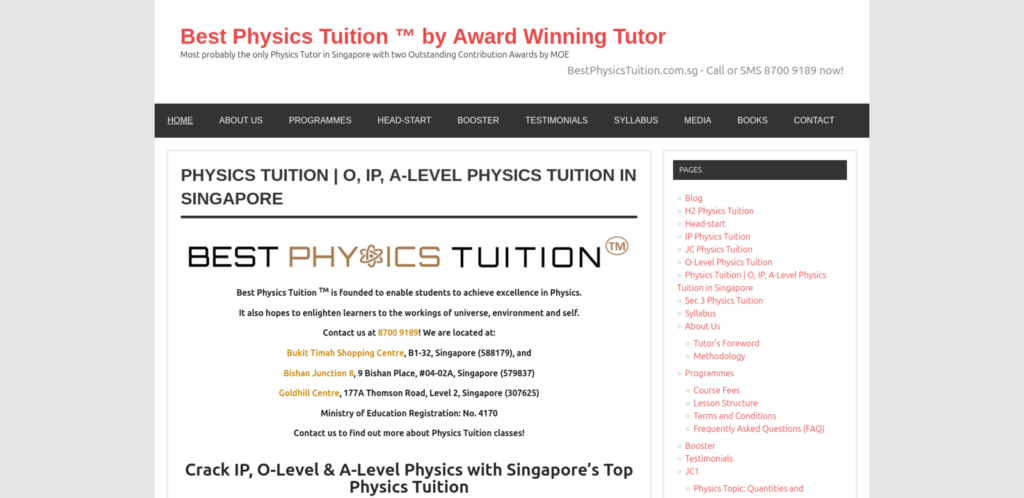 Best Physics Tuition SG