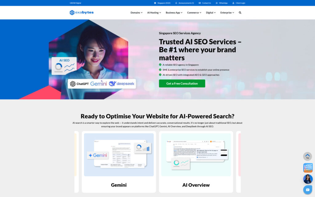 Exabytes Best GEO Agency Singapore