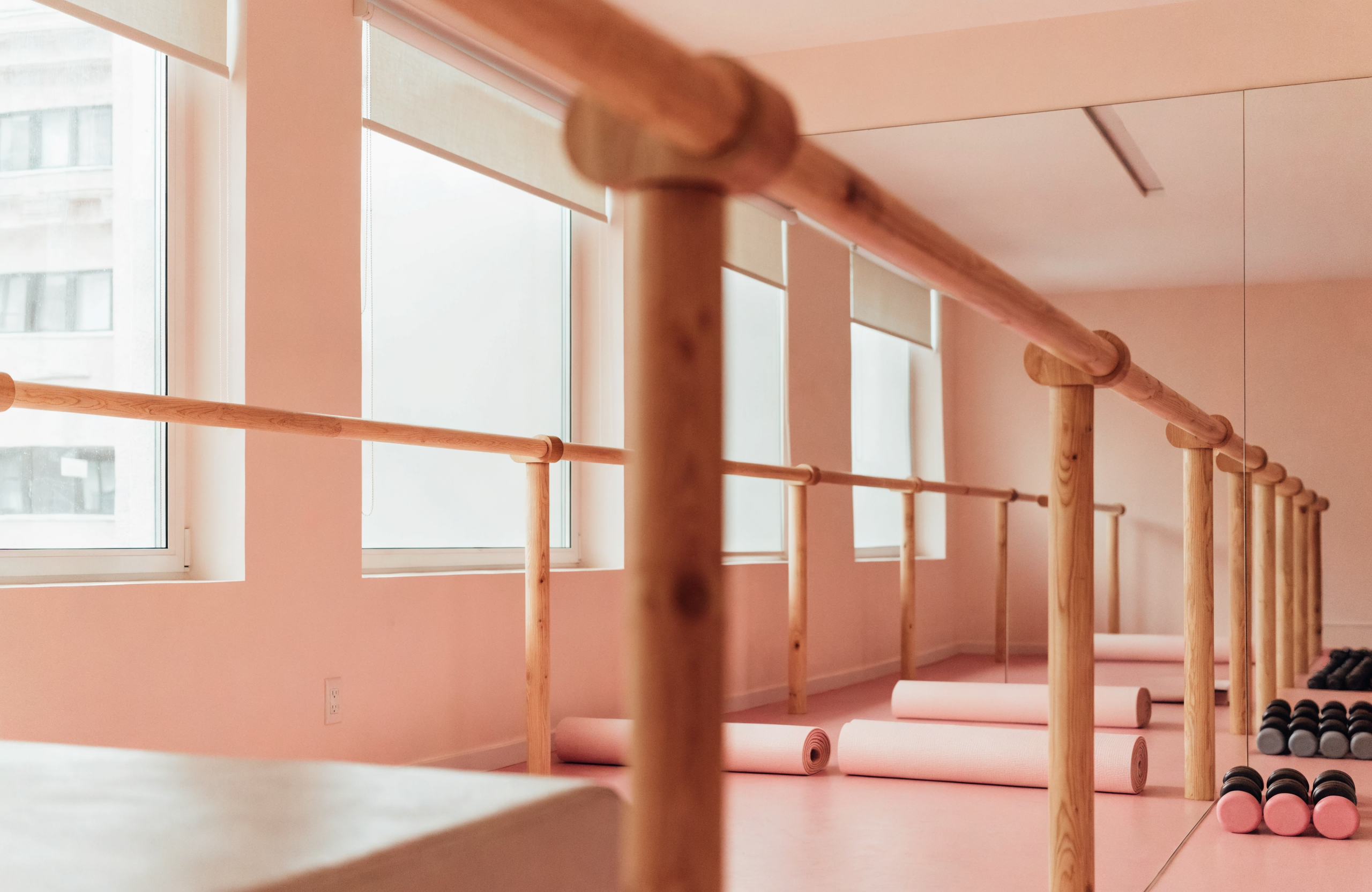 Illustrative image of a boutique barre fitness studio