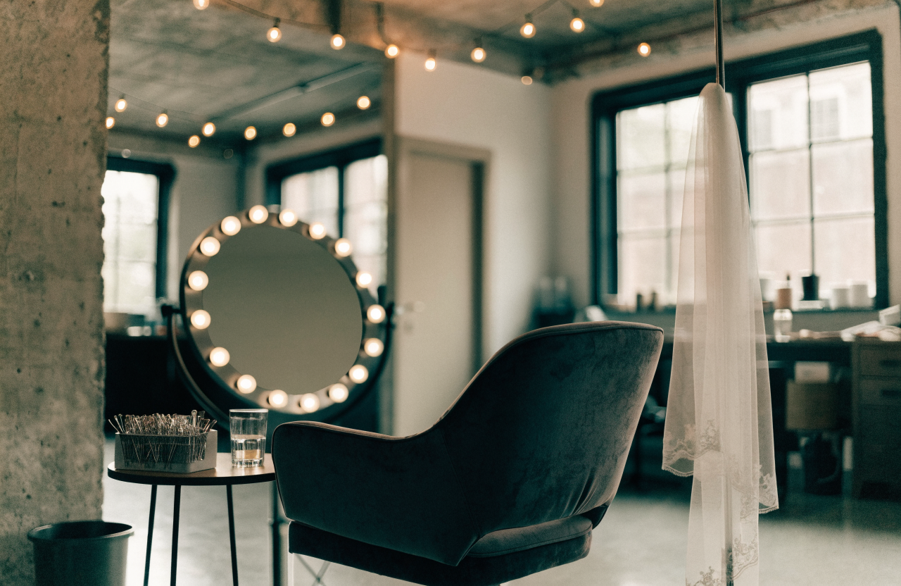 Illustrative image of a chic industrial-loft beauty studio