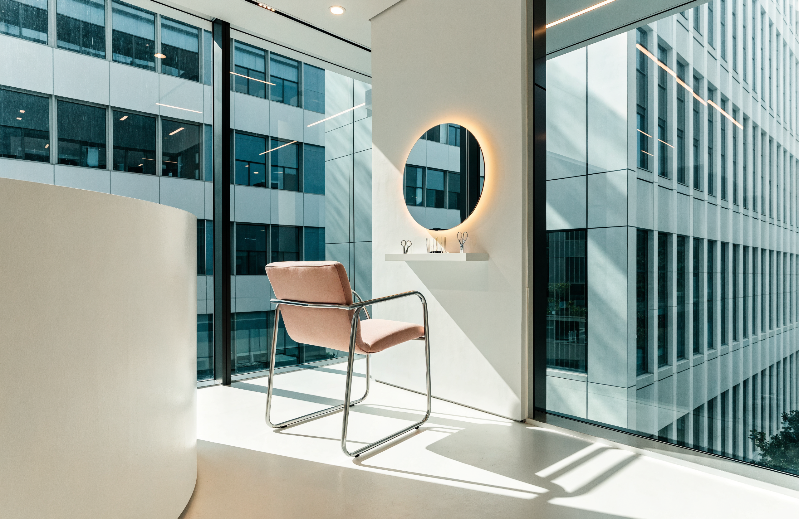Illustrative image of a modern CBD beauty bar interior