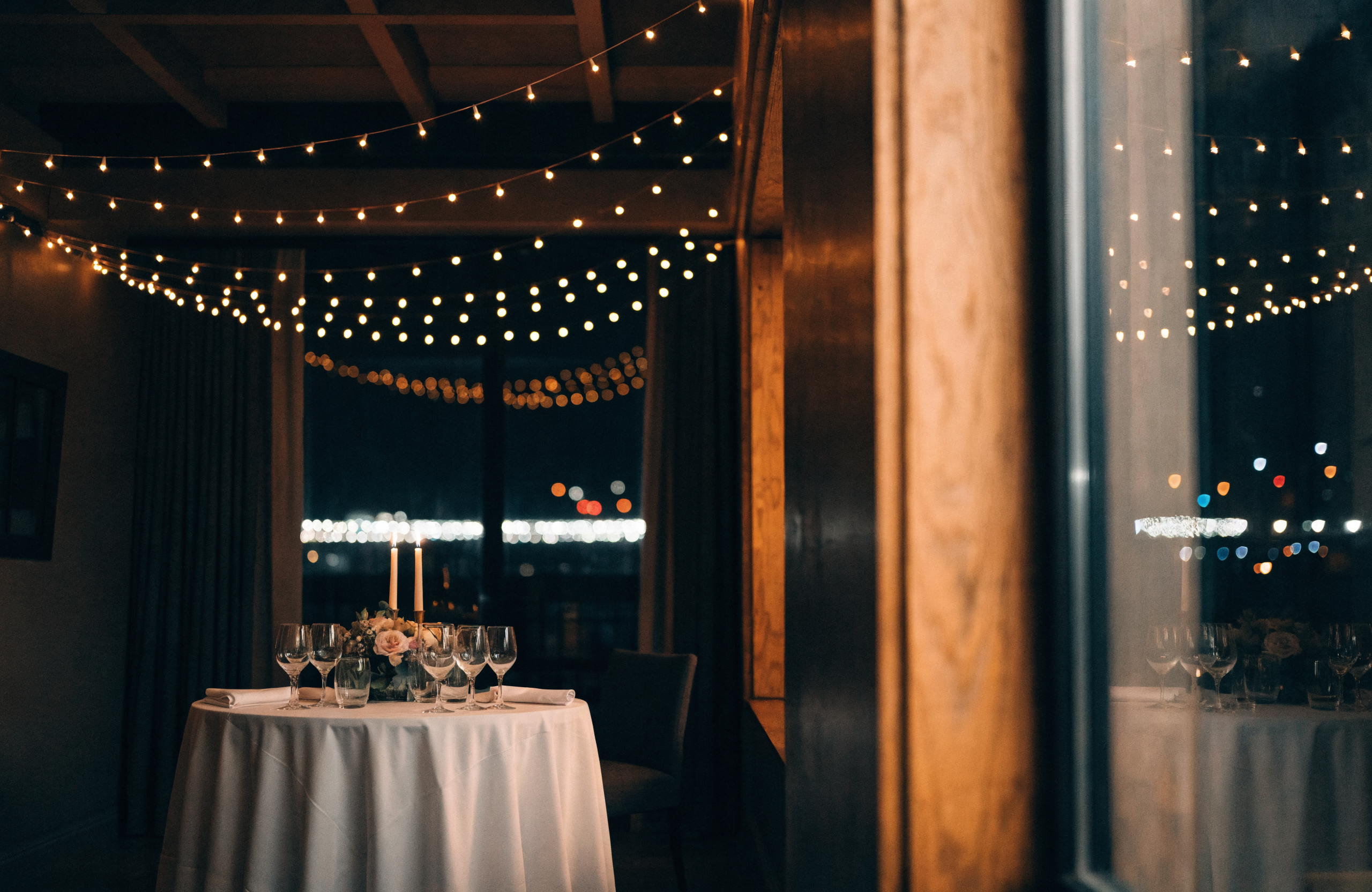 Illustrative elegant private event space set up for a proposal