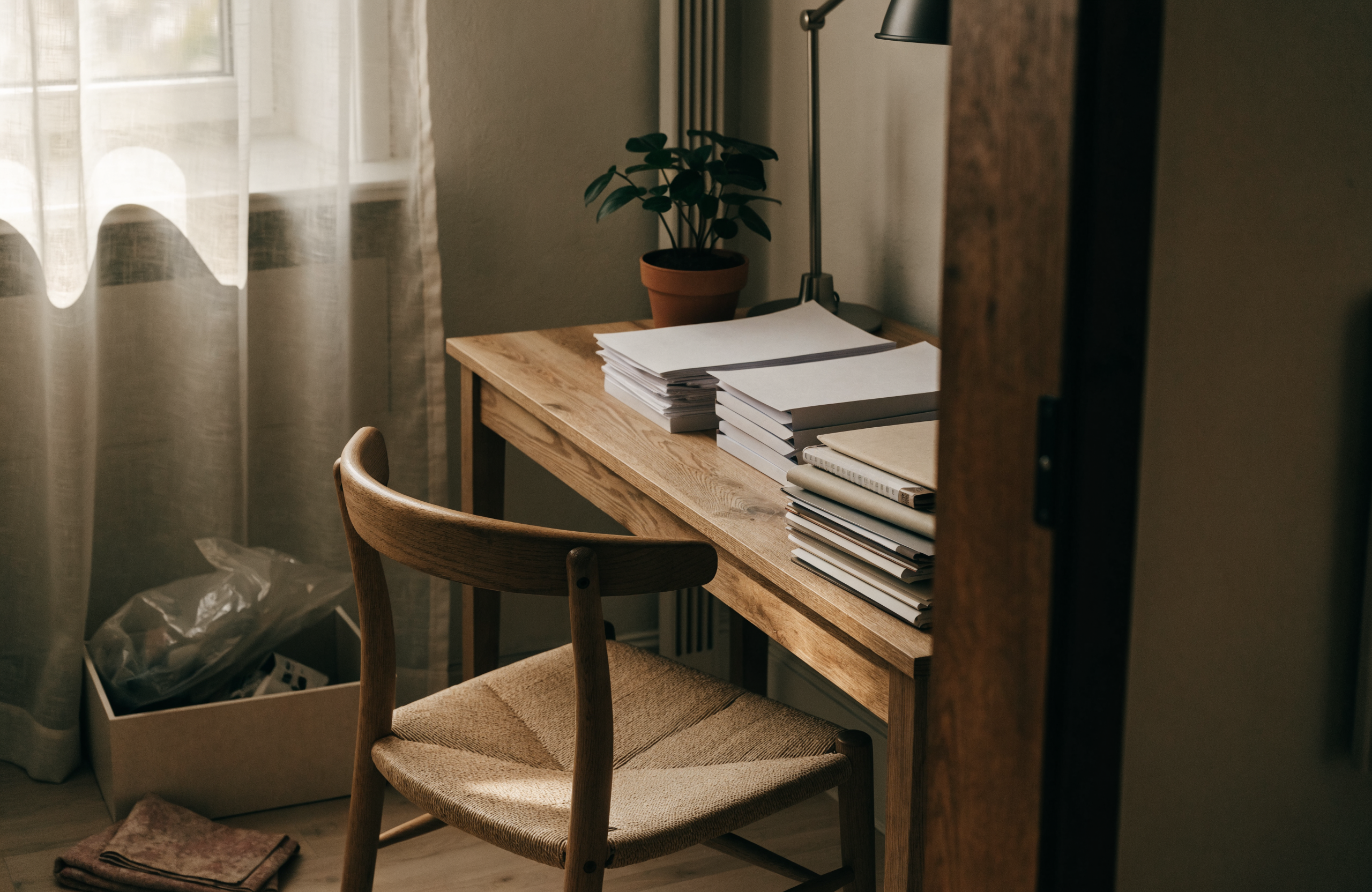 Illustrative image of a tidy home office nook, representing Get Organised and Beyond home organising services in Singapore