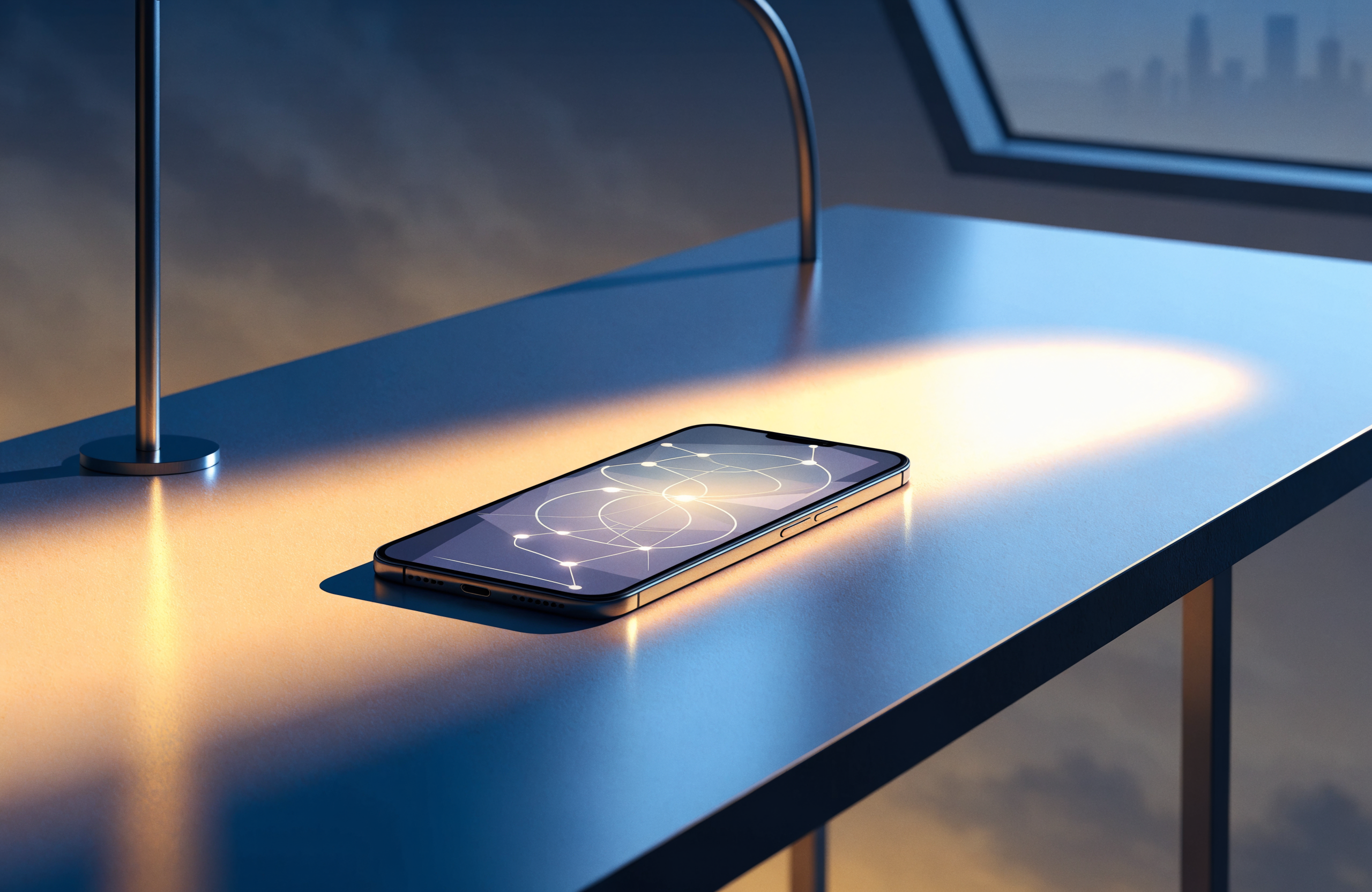 Illustrative image of a smartphone showing a digital loan matching visualisation