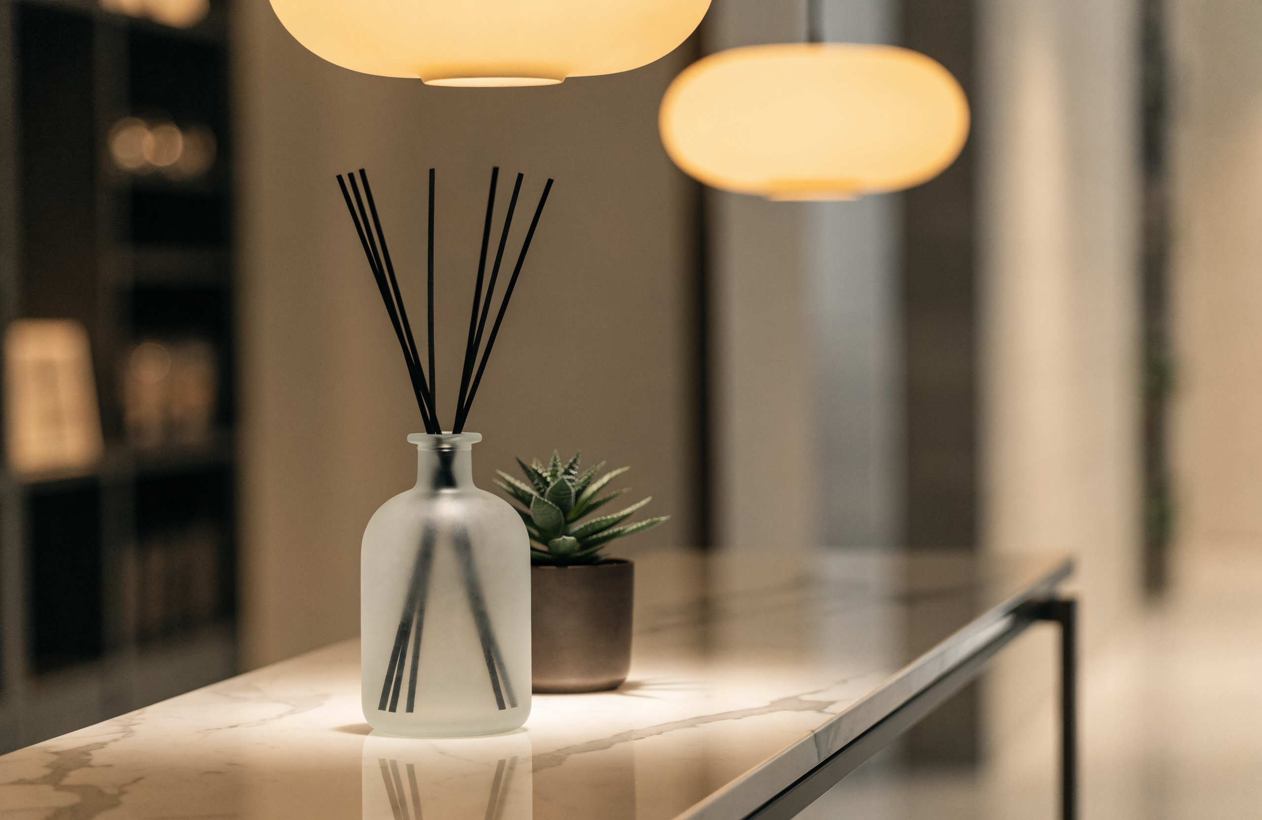 Illustrative reed diffuser scene, home fragrance Singapore