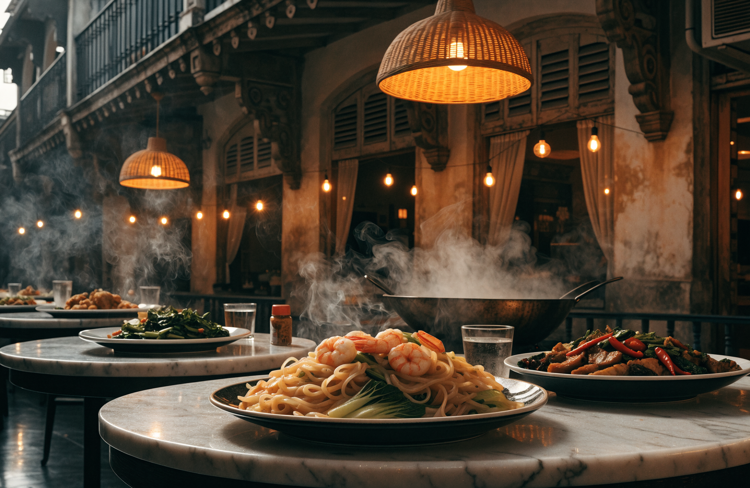 Illustrative image of a heritage-style Singapore zi char restaurant interior
